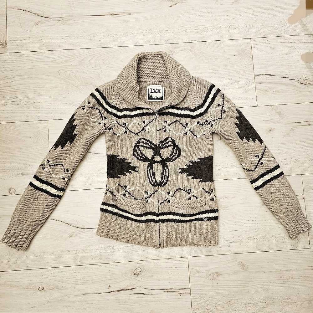 SOLD | TNA Aritzia Lambswool Cardigan Zip Front Sweater